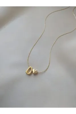 Alexis Carrel D Harfli Kolye - Kalp Detaylı Gold Kolye