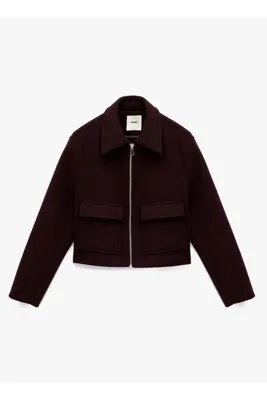 Koton 7WAK20169EW Bordo Kadın Klasik Yaka Regular Fit Ceket