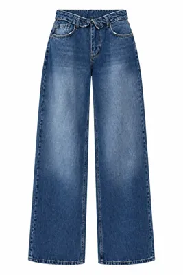 Özge Özgenç Beli Katlamalı Wideleg Jean