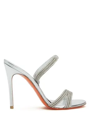 Santoni Justine Silver Taşlı Kadın Deri Sandalet