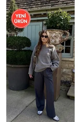 Perryes Kadın Bisiklet Yaka Oversize Kalın Triko Kazak