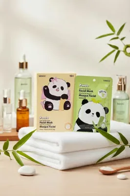 Miniso Lisanslı Sevimli Panda Serisi Doğal Bambu Özlü Nemlendirici Yüz Maskesi