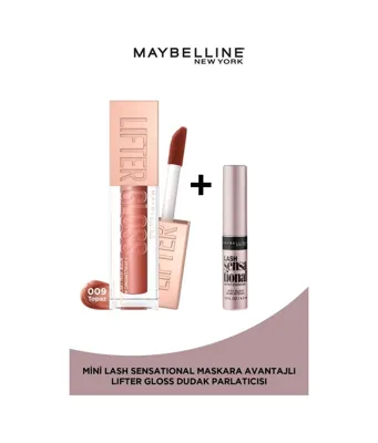 Maybelline New York Lifter Gloss Nemlendirici Dudak Parlatıcısı 009 Topaz & Mini Lash Sensational Maskara Makyaj Seti pktlftrgls9crlbnc-9342 009 Topaz