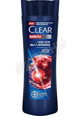 Clear Men Kepeğe Karşı Etkili Şampuan Hızlı Stil 2'si 1 Arada Kolay Şekil Alan Saçlar 350 ml 4 Adet