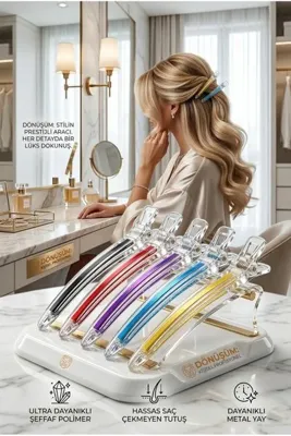 Transformacion Kristal Profesyonel Şeffaf Kuaför Saç Klips Toka Seti 5'li 722996