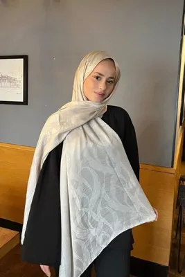 YILDIZ SCARFS Premium Jakar Şal Sarmaşık Desen - Taş