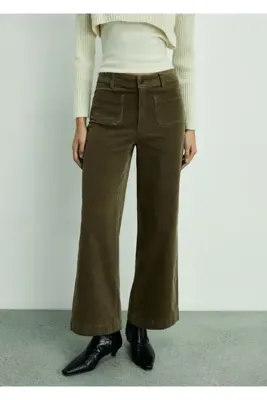 MANGO Woman Catherin culotte fitilli kadife pantolon