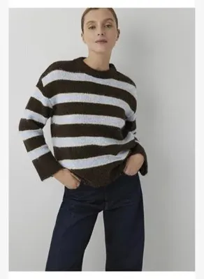Mavi UZUN KOLLU KAZAK Chambray Blue Stripe