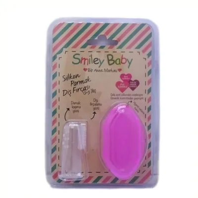 Smiley Baby Silikon Parmak Diş Fırçası 0-3 yaş Pembe