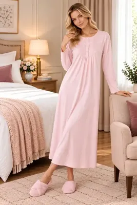 Mecit Pijama Mecit 6413 Pembe Büyük Beden Kadın Gecelik