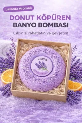 visuda kozmetik Lavanta Aromalı 120 Gr / Donut Köpüren Banyo Topu , Nem Bombası