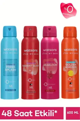 Watsons 4’Lü Deodorant Seti – Seabloom, Golden Horizon, Radiant Glow, Fresh Splash 150 Ml
