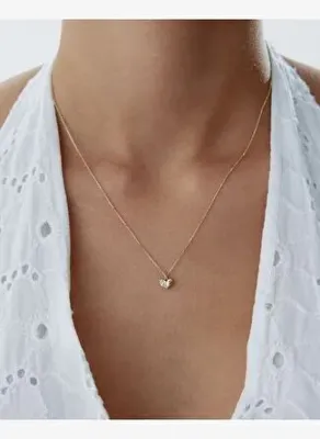 Cherry By Özkonak Yarı Taşlı Kalp 14 Ayar Altın Kolye