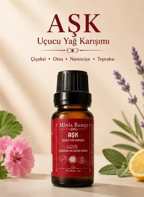 Minia Bahçe Bitki ve Sanat Atölyesi Aşk Love Uçucu Yağ Karışımı Paçuli Adaçayı Limon ve Itır Yağları 10 ML