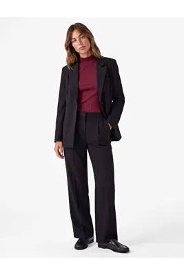 Koton Regular Fit Fleto Çift Cepli Uzun Kollu Geniş Yaka Blazer Ceket