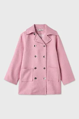 Merve Gültekin Kruvaze Tüvit Ceket Pembe