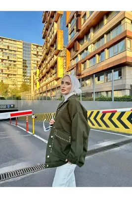 lurex moda TAŞ DETAYLI ÇAPRAZ CEPLİ KOT CEKET