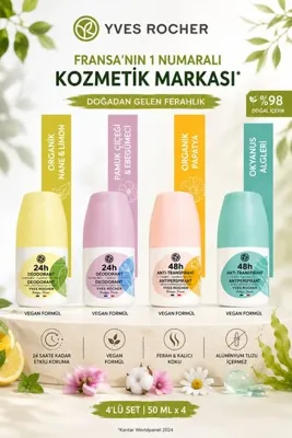 Yves Rocher Ferahlatıcı Ve Koruyucu Roll-On Deodorant Seti 4'lü - 24H Ve 48H Etkili Bitkisel Vücut Bakımı