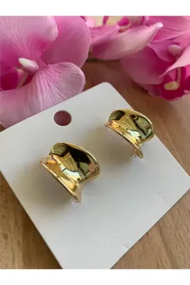 Pelin Aksesuar Gold Vintage Ortası Çukur Küpe