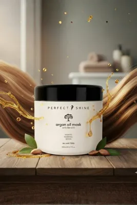 PERFECT SHINE Perfect Shine Derinlemesine Besleyici Onarıcı Yoğun Bakım Argan Yağı Keratin İpek Proteinli Saç Maskesi 500ml