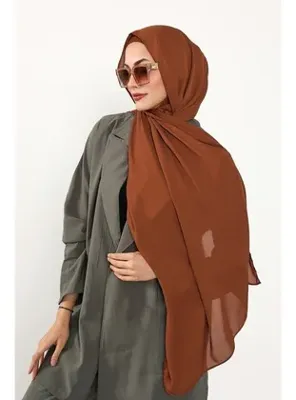 Aisha`s Design Krep Şal & Penye Bone İkili Takım,PS-50 Kiremit