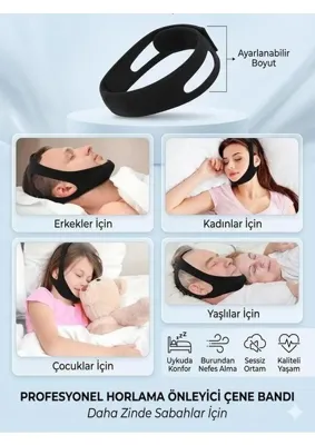 Ankaflex Ayarlanabilir Nefes Redüksiyonlu Çene Maskesi Nefes Alabilen Neopren Gece Uyku Yardımcısı Çiftler Için Ergonomik Çene Desteği