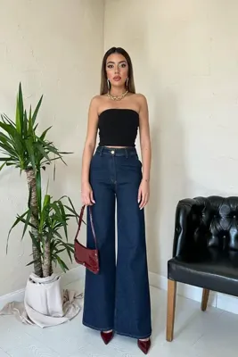 Lady Pixie Denim Geniş Paça Pantolon