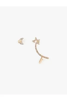 Koton Yıldız ve Ay Şekilli Earcuff Küpe Seti Taşlı