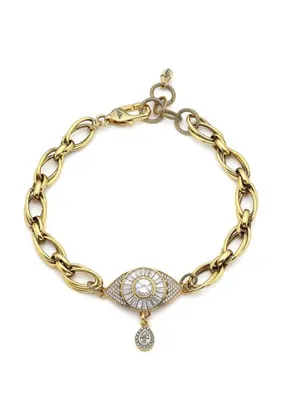 Mon Reve Protector Göz Zirkon Charm Altın Kaplama Zincir Kadın Choker Kolye