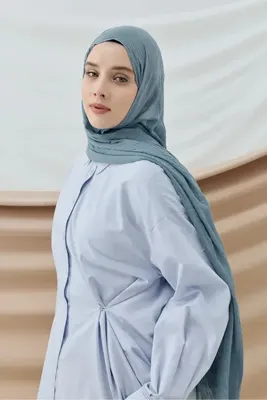 Modakaşmir Aminenesil Bambu Kraş Şal Marin Renk