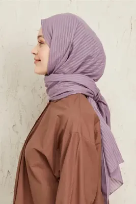 Madame Polo Naturel Pamuk Şal - Lila
