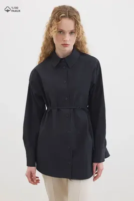 Hooopstore Premium Pamuk Oversize Siyah Gömlek
