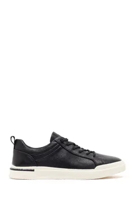 Derimod Erkek Siyah Bağcıklı Deri Sneaker