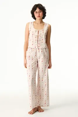 Penti Renkli Morning Time Desenli Pamuklu Pantolon Pijama Takımı