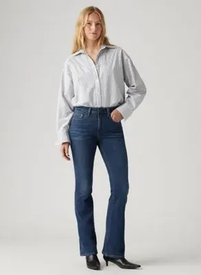 Levi's Levis Koyu Mavi Kadın Pamuklu Denim Pantolon 725 HIGH RISE BOOTCUT BLUE WAVE DAR