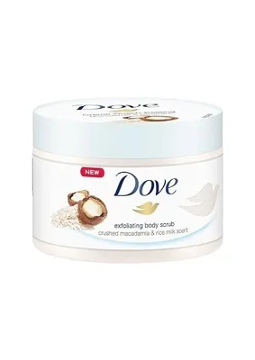 Belirtilmemiş Dove Vücut Peelingi Macademia Fındığı ve Pirinç Sütü 225 ml Beyaz