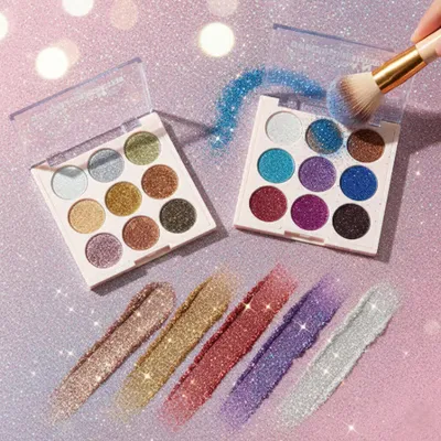 Diğer 9 Renk Glitter Diamond Far Paleti - 2'li Set Mavi