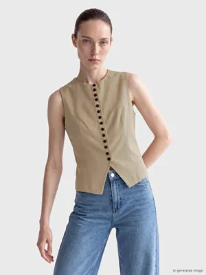 LCW Comfort Bisiklet Yaka Kadın Klasik Yelek
