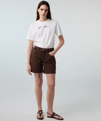 İpekyol Kuşaklı mom fit non denim şort