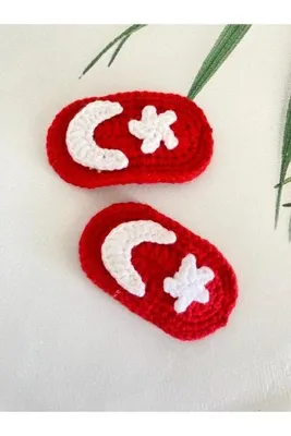 Kadın Girişimciler Atölyesi Türk Bayrağı El Emeği % 100 Cotton 2'li Çıt Çıt Toka
