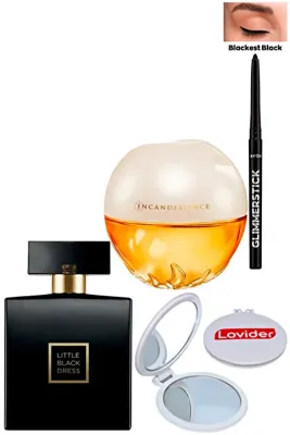 Avon Little Black Dress 50ml + Soft Musk 50ml Kadın Parfüm + Siyah Göz Kalemi + Lovider Cep Aynası