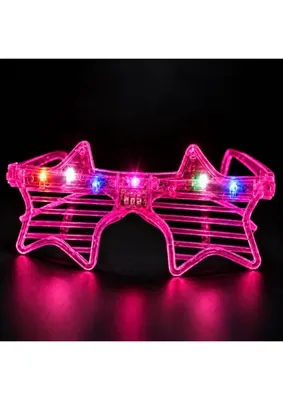 Veraura Lifestyle Pembe LED Işıklı Yıldız Parti Gözlüğü