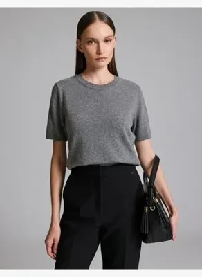 Pierre Cardin Gri Melanj Kaşmir Karışımlı Kısakollu Kazak50331426-VR086