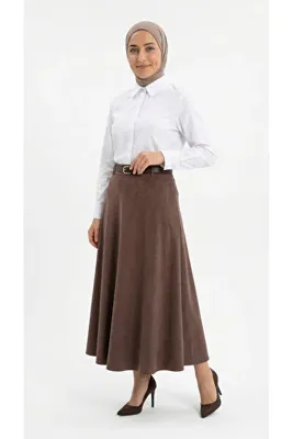 MİHRA STORE Gönül Süet Etek MT.001-BN4272 Kahve