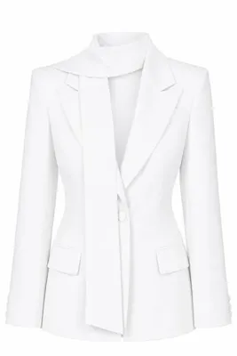 ROYAL'S AURA Fularlı Vatkalı Bel Oturtmalı Premium Blazer Ceket