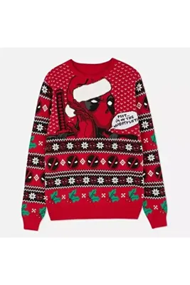 Köstebek Deadpool New Year Kırmızı Unisex Kazak