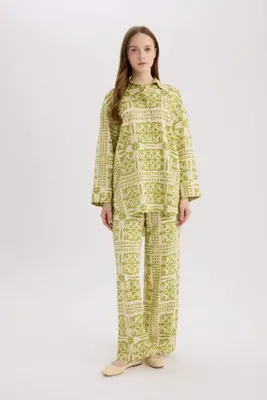 Defacto Wide Leg Geniş Paça Keten Karışımlı Pantolon D8188AX25SP