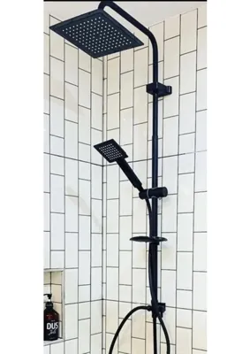 Uravas Store Uraselect Siyah Kare Duş Seti, Tepe Yağmurlama Duş Başlığı, Ekstra Büyük Robot Duş Sistemi