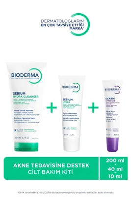 Bioderma Sebium İzokit Kurutucu Akne Tedavisi Destek Cilt Bakım Kiti(Temizleme Jeli-Bakım Kremi-Dudak Balm)