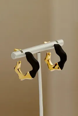 Glaren Siyah Mineli Asimetrik Tasarım Kadın Küpe
